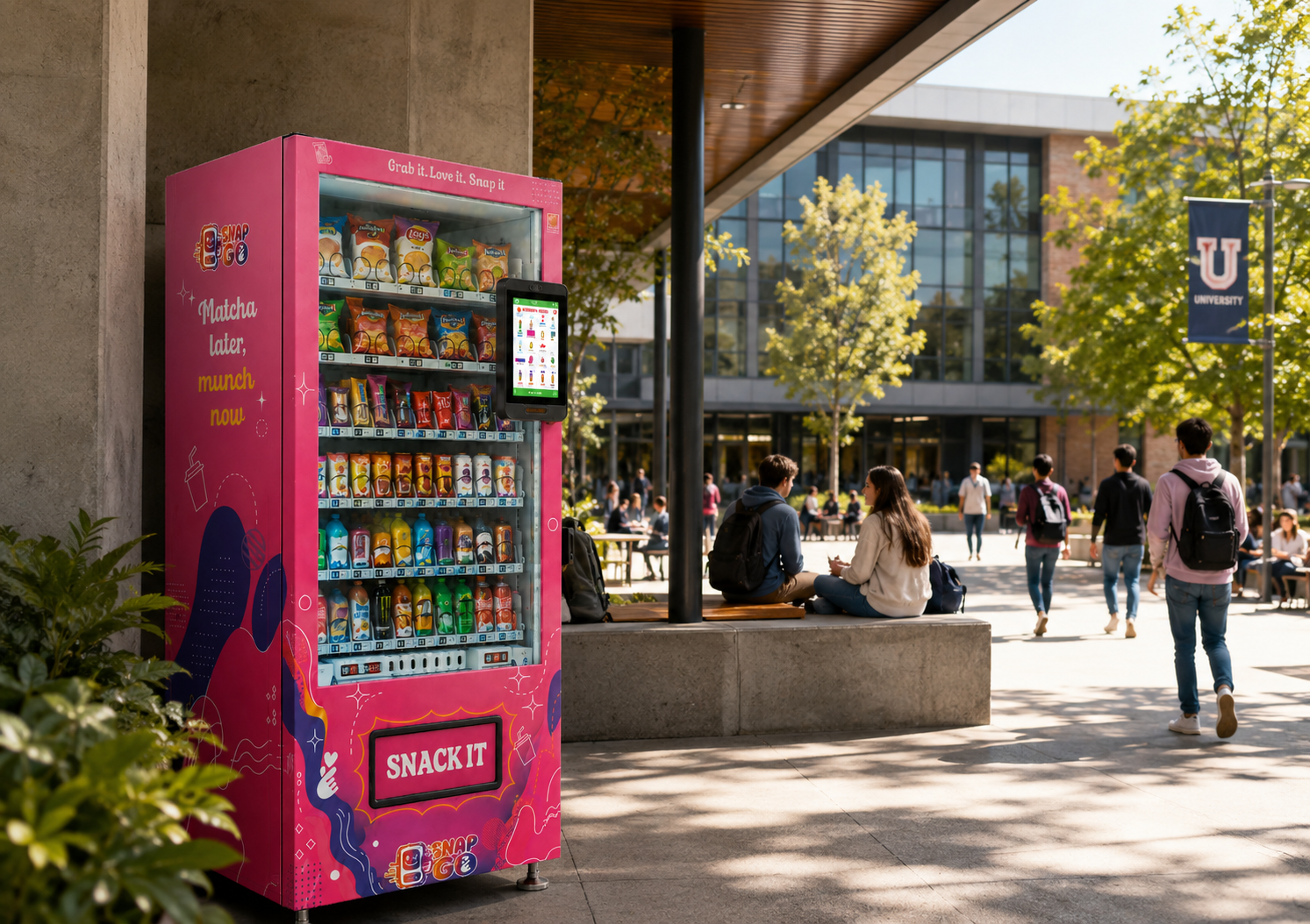 SnapGo vending machine near a girls hostel